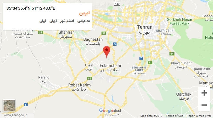 روستای ایرین بر روی نقشه