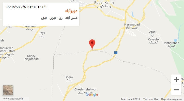 روستای عزیزآباد بر روی نقشه