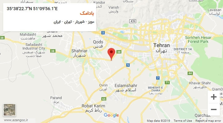 روستای بادامک بر روی نقشه
