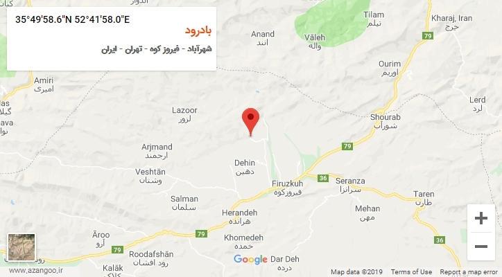 روستای بادرود بر روی نقشه