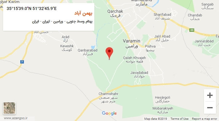 روستای بهمن آباد بر روی نقشه