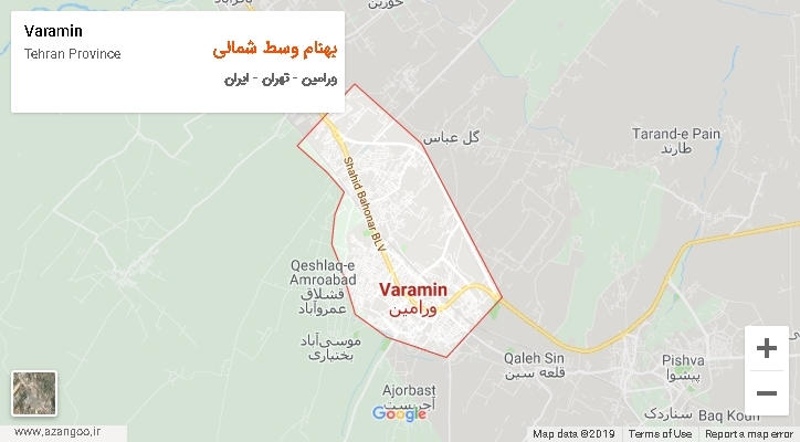دهستان بهنام وسط شمالی بر روی نقشه