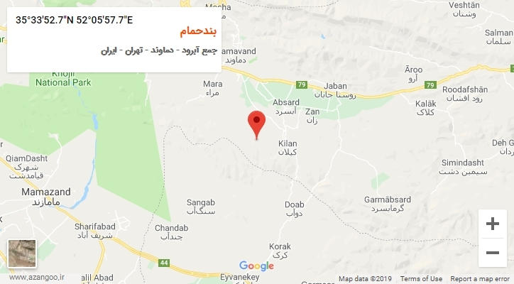 روستای بندحمام بر روی نقشه