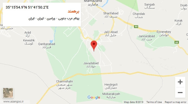 روستای برهمند بر روی نقشه