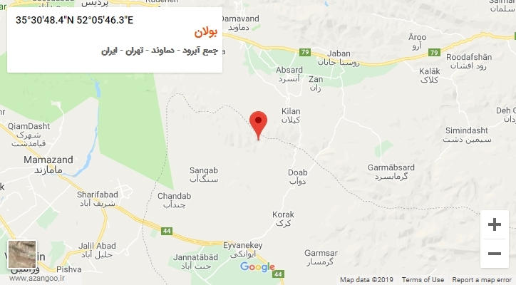 روستای بولان بر روی نقشه