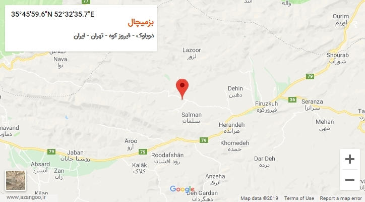 روستای بزمیچال بر روی نقشه