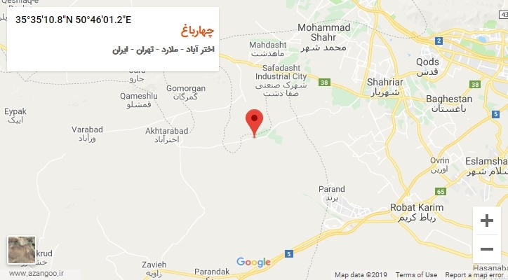 روستای چهارباغ بر روی نقشه