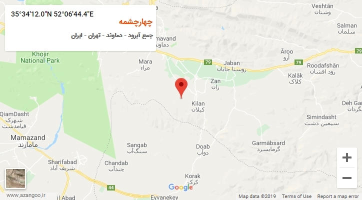 روستای چهارچشمه بر روی نقشه