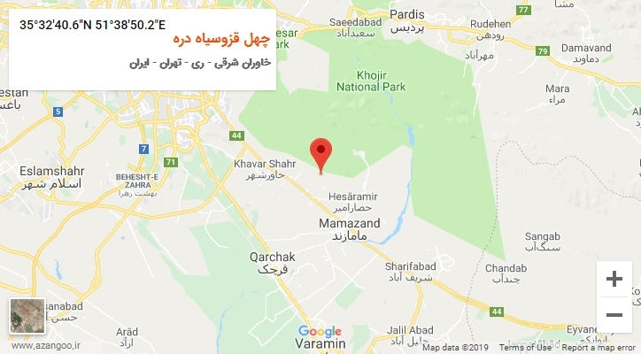 روستای چهل قزوسیاه دره بر روی نقشه