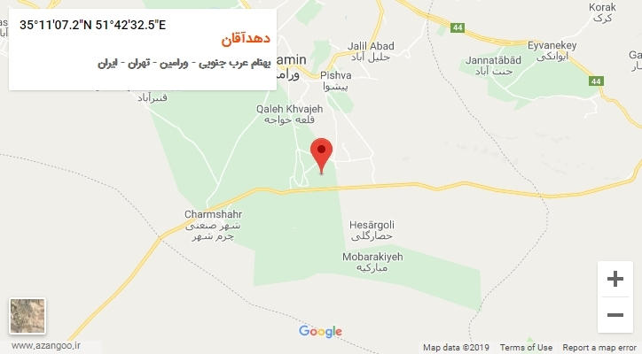 روستای دهدآقان بر روی نقشه