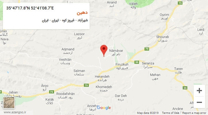 روستای دهین بر روی نقشه