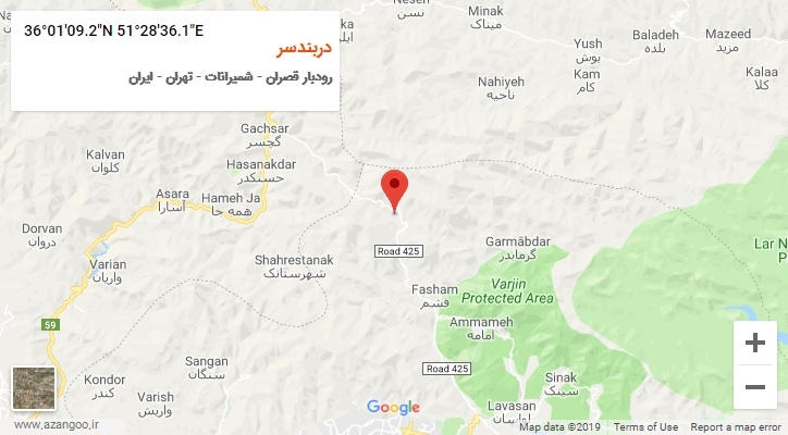 روستای دربندسر بر روی نقشه