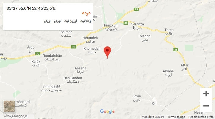 روستای درده بر روی نقشه