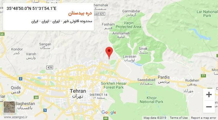 روستای دره بیدستان بر روی نقشه