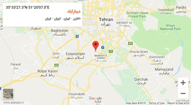 روستای دینارآباد بر روی نقشه