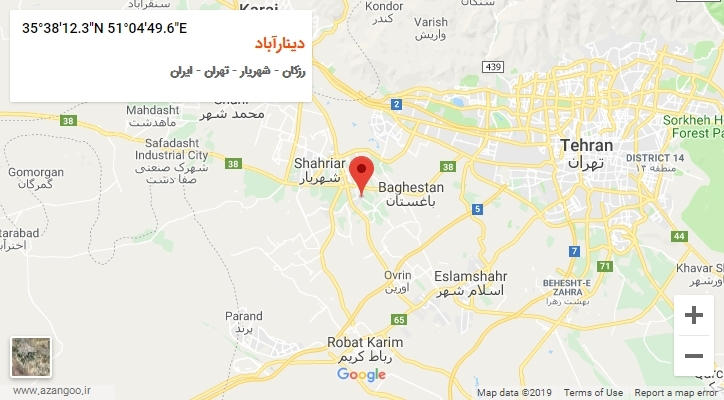 روستای دینارآباد بر روی نقشه