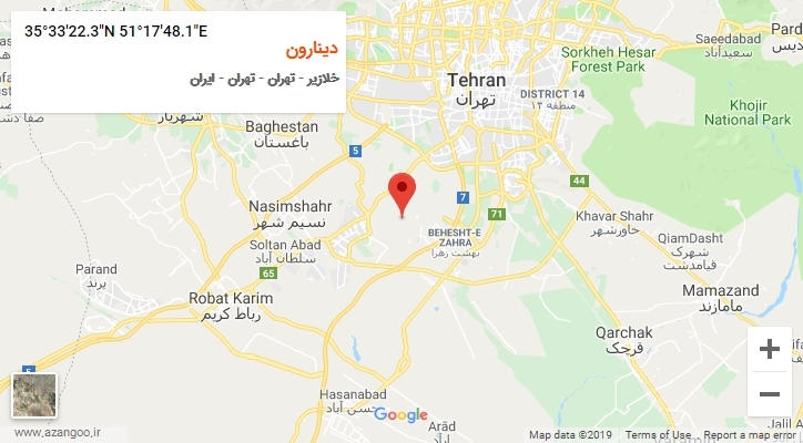 روستای دینارون بر روی نقشه