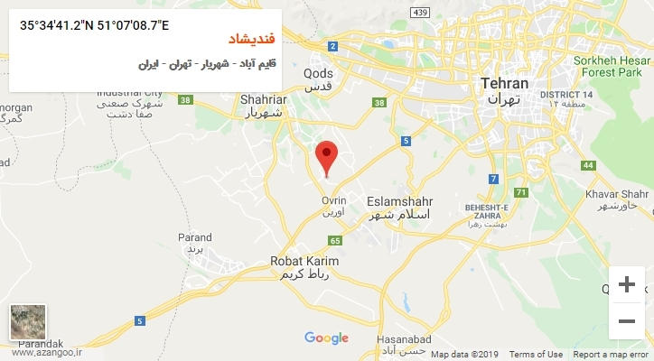 روستای فندیشاد بر روی نقشه