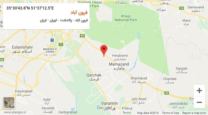 روستای فرون آباد بر روی نقشه