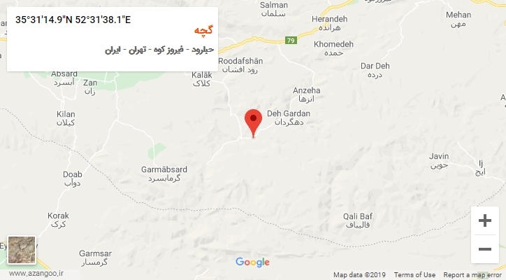 روستای گچه بر روی نقشه