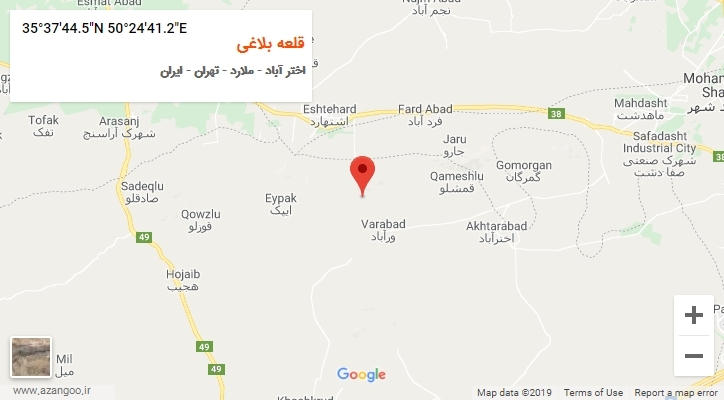 روستای قلعه بلاغی بر روی نقشه