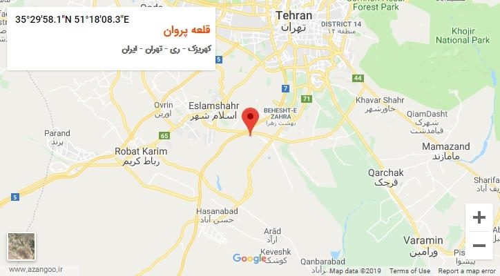روستای قلعه پروان بر روی نقشه