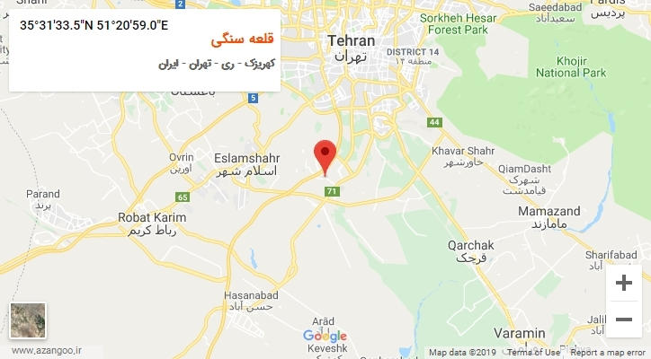 روستای قلعه سنگی بر روی نقشه