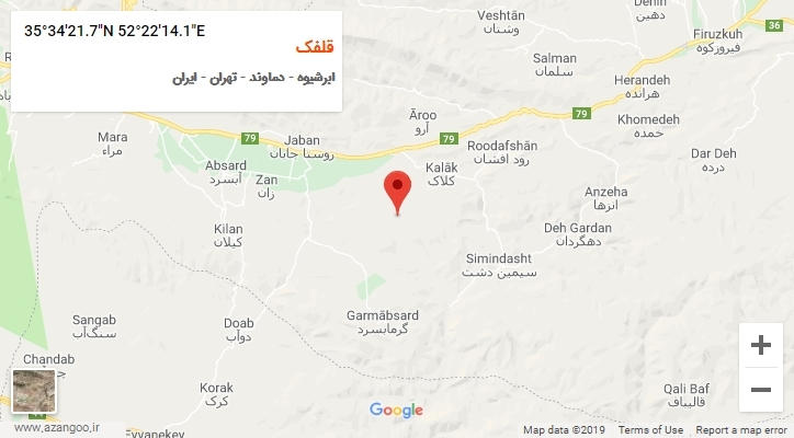 روستای قلفک بر روی نقشه