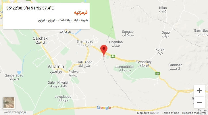 روستای قرمزتپه بر روی نقشه