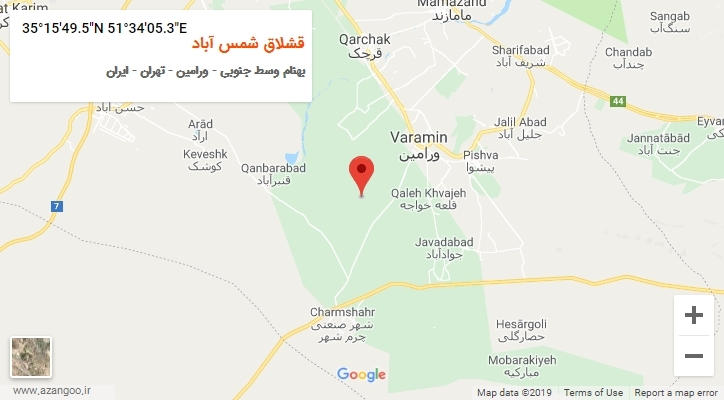 روستای قشلاق شمس آباد بر روی نقشه