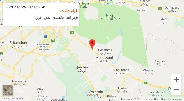 روستای قیام دشت بر روی نقشه