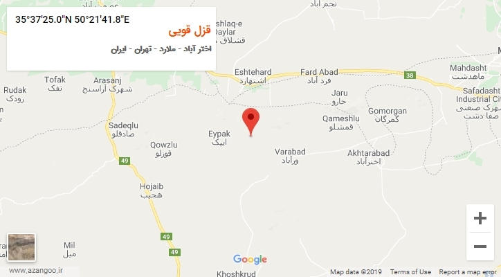 روستای قزل قویی بر روی نقشه