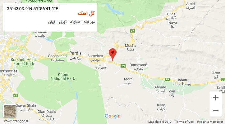 روستای گل اهک بر روی نقشه