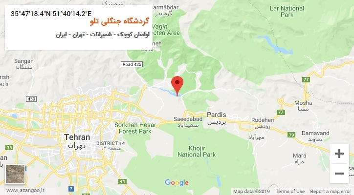 روستای گردشگاه جنگلی تلو بر روی نقشه