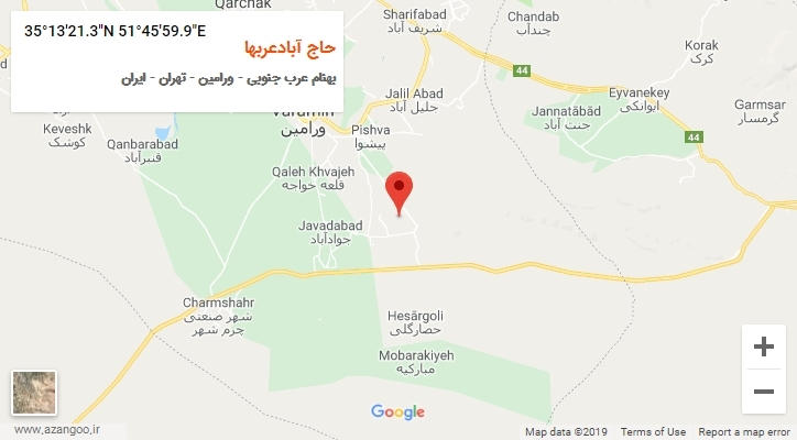 روستای حاج آبادعربها بر روی نقشه