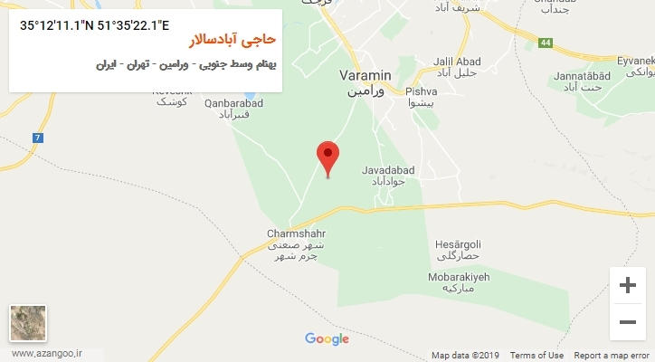 روستای حاجی آبادسالار بر روی نقشه