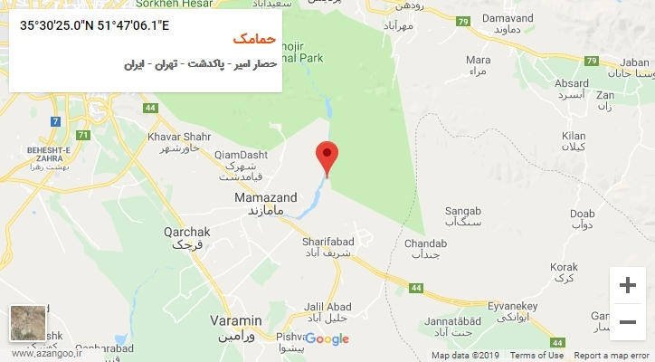 روستای حمامک بر روی نقشه