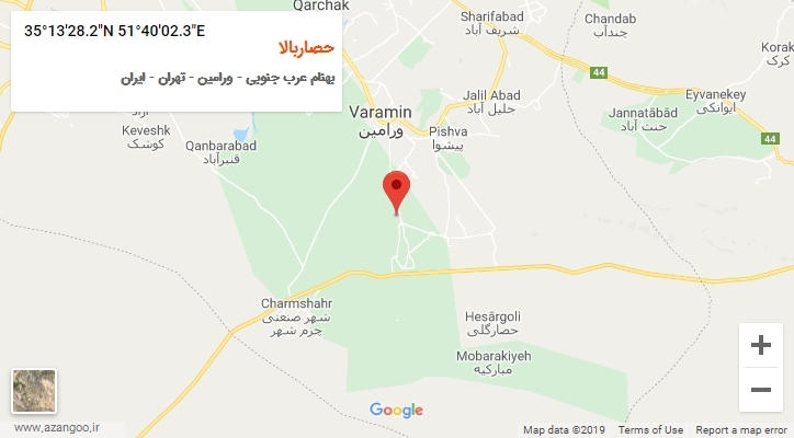 روستای حصاربالا بر روی نقشه