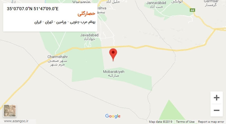 روستای حصارگلی بر روی نقشه