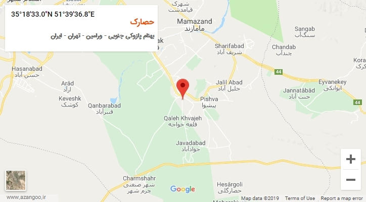 روستای حصارک بر روی نقشه