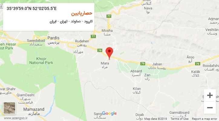 روستای حصارپایین بر روی نقشه
