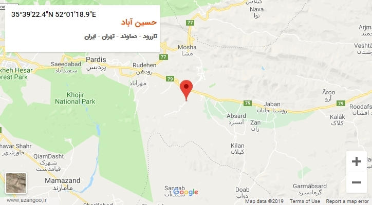 روستای حسین آباد بر روی نقشه