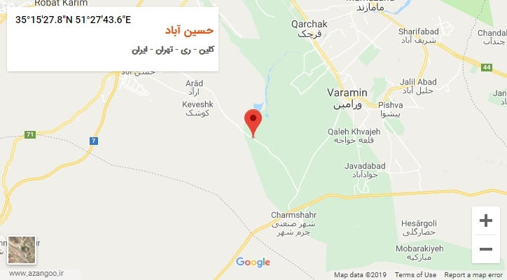روستای حسین آباد بر روی نقشه