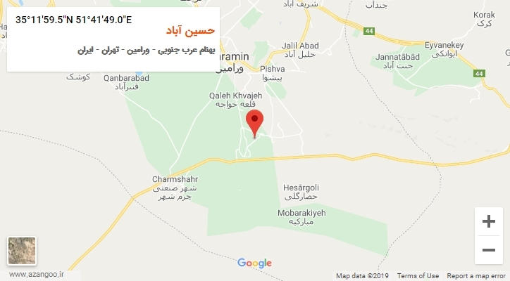 روستای حسین آباد بر روی نقشه