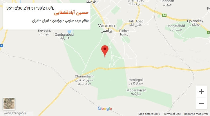 روستای حسین آبادقشقایی بر روی نقشه