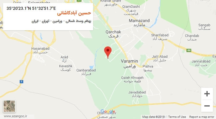 روستای حسین آبادکاشانی بر روی نقشه