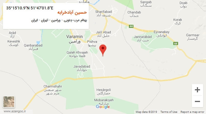 روستای حسین آبادخرابه بر روی نقشه