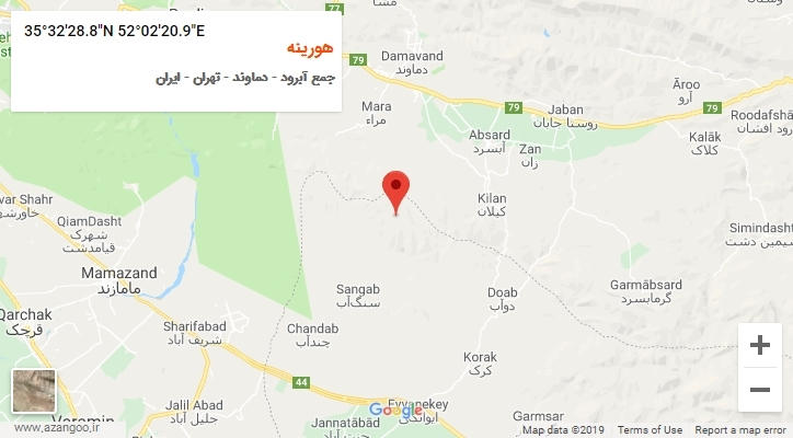 روستای هورینه بر روی نقشه