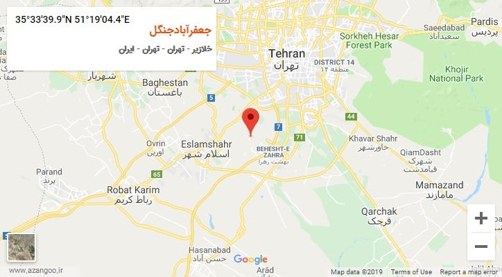 روستای جعفرآبادجنگل بر روی نقشه