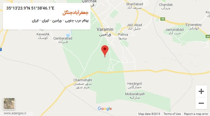 روستای جعفرآبادجنگل بر روی نقشه